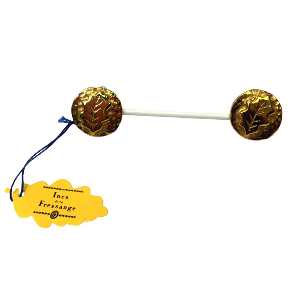 Ines de la Fressange Gold Embossed Leaf Round Earrings